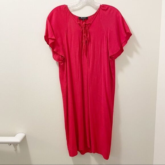 Madewell Lace up Flutter Sleeve Dress - Size Medium - Picture 1 of 5